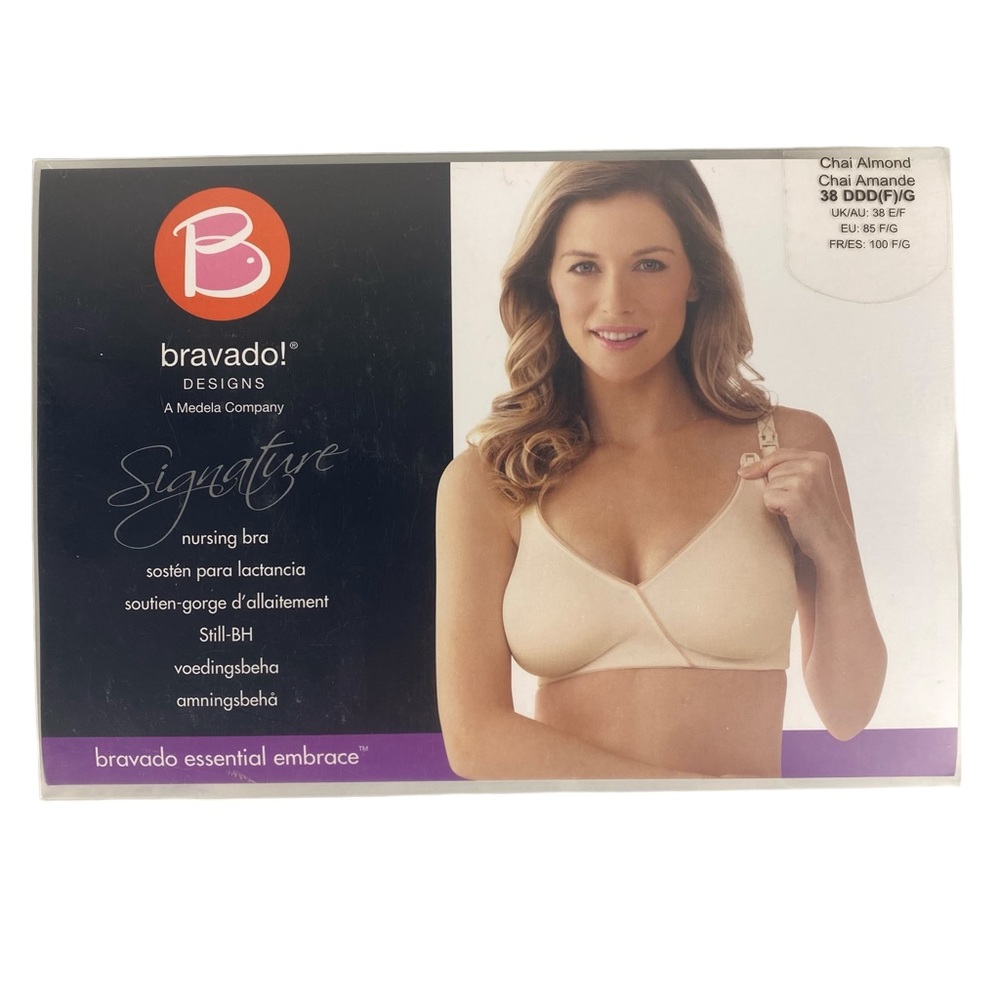 bradvado! Signature Nursing Bra Essential Embrace Wire Free 38 DDD(F)/G NWT